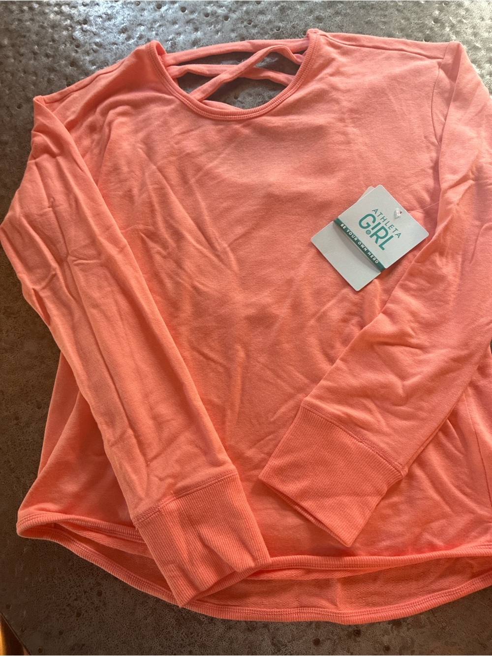 NWT Athleta Coral Cross-Back Long Sleeve Sweatshirt